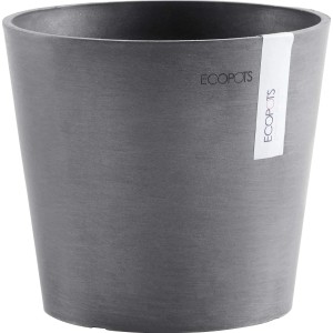 Grauer Ecopots Pflanztopf Amsterdam, Ø 17 cm, aus robustem Material für Innen- und Außenbereich.