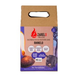 Zarelo Rhinoballs Anzünder aus Nashorndung und Wachs im Karton, natürliche Brennstoffe für Kamin, Ofen und Grill.