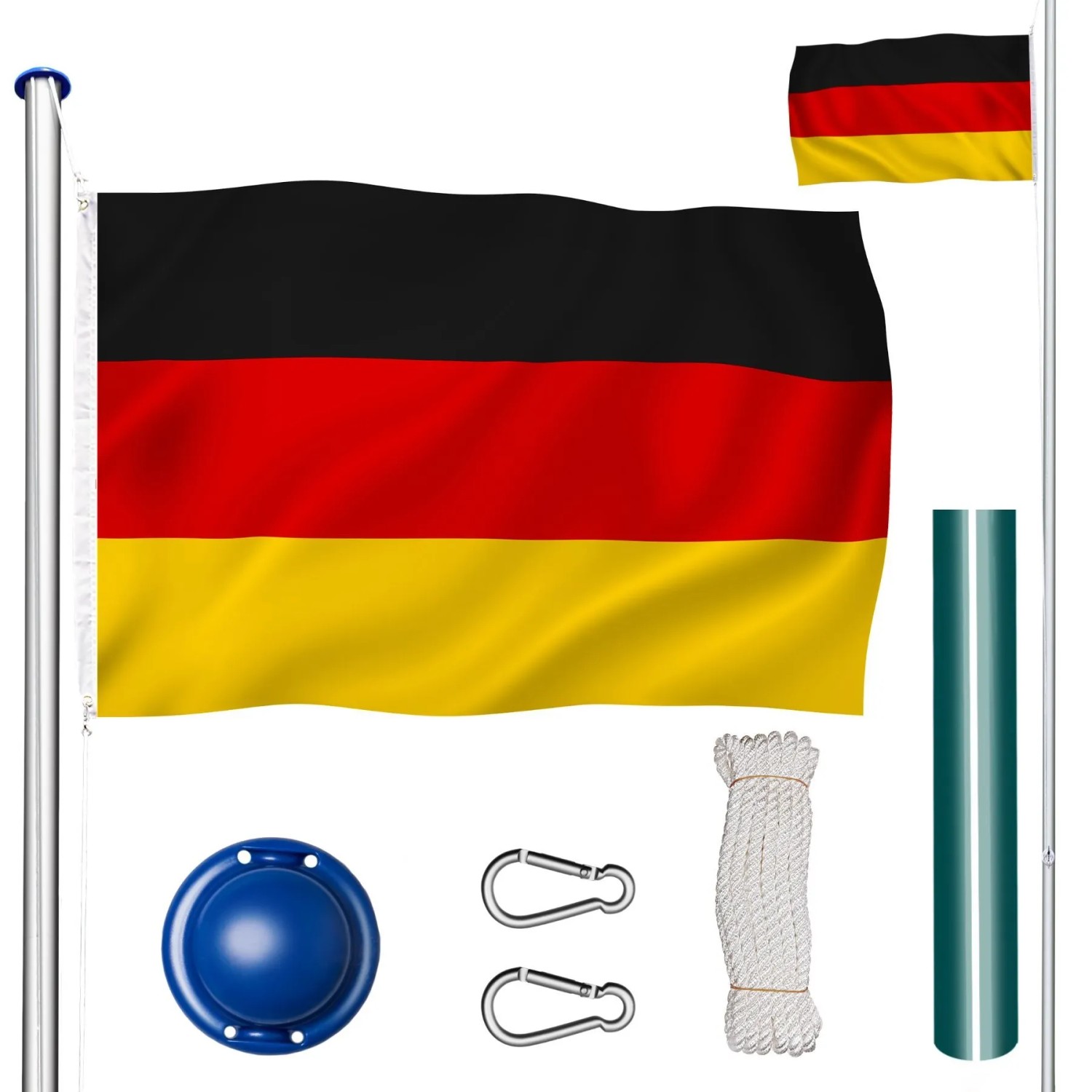 Tectake Aluminium Fahnenmast  Wetterfest Mit Flagge  150 x 90 x 625 cm Deutschland