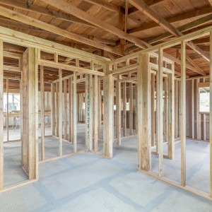 Holzrahmenbau mit Fichte/Kiefer Latten 18x36 mm. Konstruktion für Innen- und Ausbau.