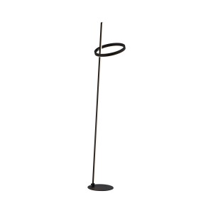 Schwarze Design-Stehlampe Ritus von Just Light mit Ring und Stab.