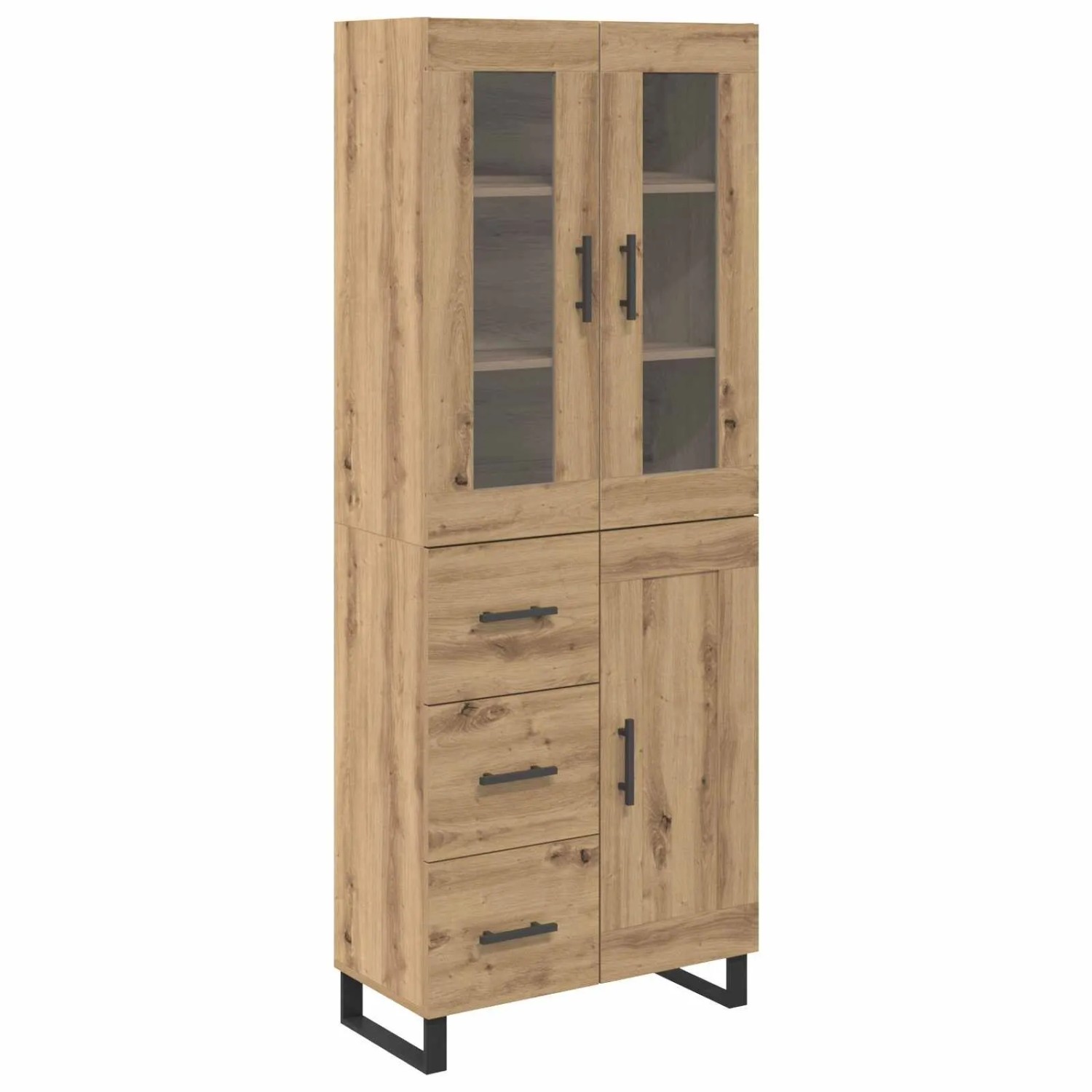 vidaXL Highboard 2-Tlg Artisan-Eiche Engineered Wood und Glas 3415994 günstig online kaufen