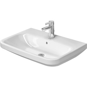 Weißes Duravit DuraStyle Waschbecken, 65 cm, mit Überlauf, Hahnloch und WonderGliss Beschichtung.