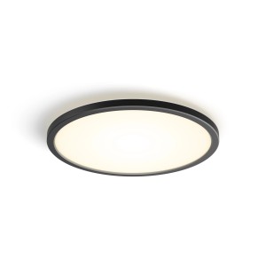 Schwarzes Philips Hue LED-Panel Tento White S, runde Deckenleuchte mit warmweissem Licht.