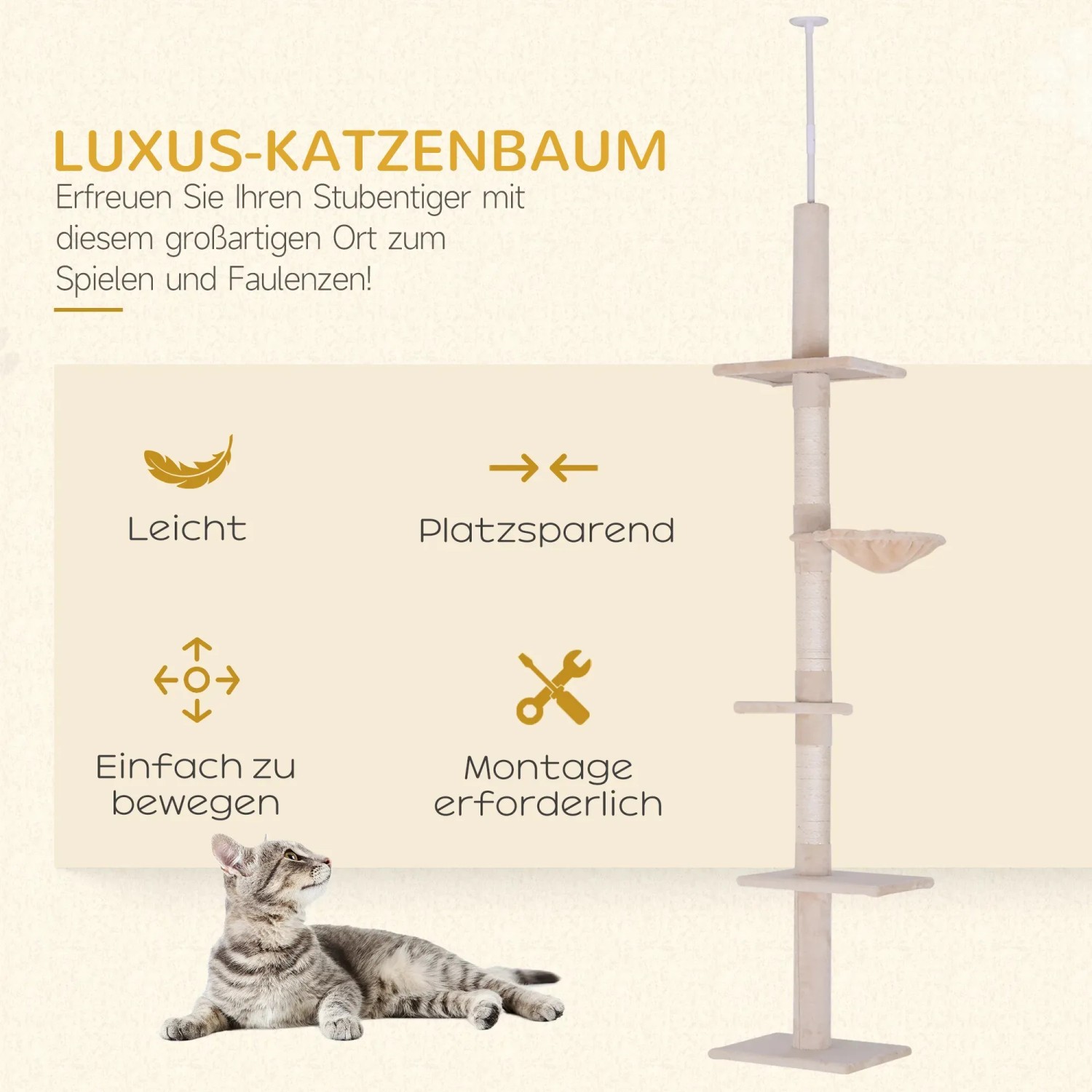 PawHut Katzenkratzbaum deckenhoher 40 x 34 x 230-260 cm kaufen bei OBI