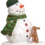 Melty der Schneemann Weihnachtsdeko Figur mit Mütze, Schal und kleinem Hasen.