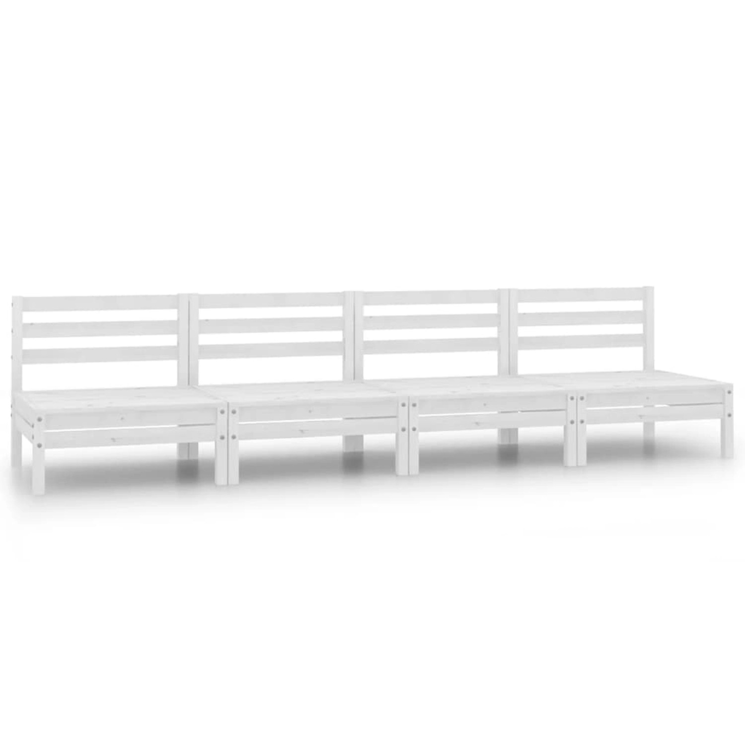 vidaXL 4-Tlg Garten-Lounge-Set Weiß Kiefer Massivholz 3082483
