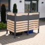 Westmann Mülltonnenverkleidung Planum für 2 Tonnen (240 l) in Holzoptik und Grau.