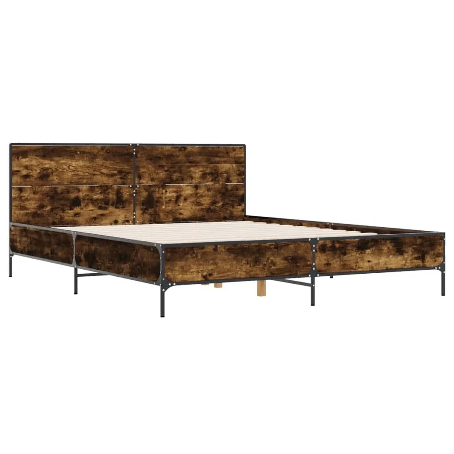 vidaXL Bettgestell Räuchereiche 135x190 cm Holzwerkstoff und Metall 3280029 günstig online kaufen