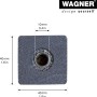 Detailaufnahme des Wagner Möbelbeins Wood V1, Kiefer Grau, mit Maßangaben zum Innengewinde.