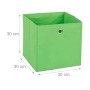Grüne Relaxdays Faltbox, 30x30x30 cm, für textile Aufbewahrung im Regal.