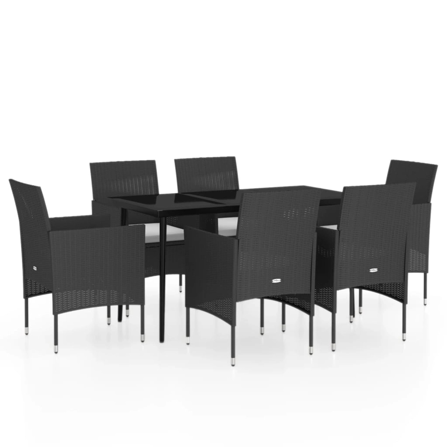 vidaXL 7-Tlg Garten-Essgruppe mit Kissen Schwarz 3099308