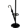 Schwarzer Garderobenständer mit Schirmhalter und Porzellanfuß, inklusive Schirm.