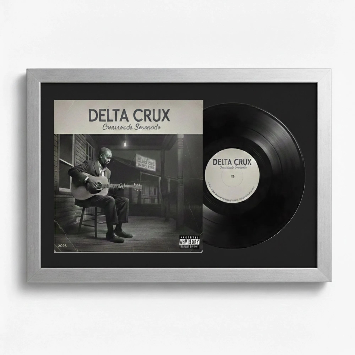 K-Möbel Schallplatten Rahmen Silber 40x60cm 2er Set mit Schwarzem Passepartout für Vinyl & Cover
