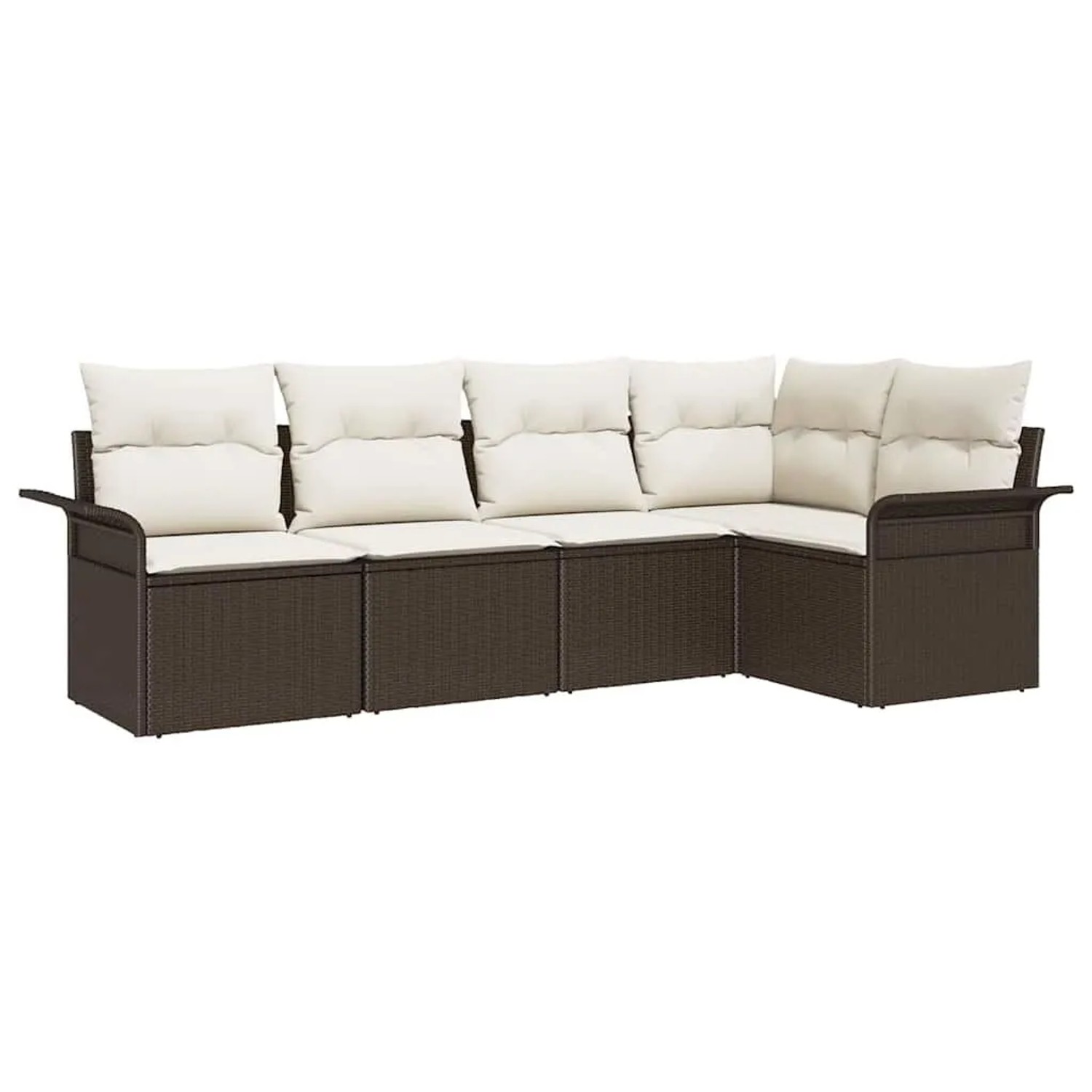 vidaXL Gartensofa-set mit Kissen 5-Tlg Braun Poly-Rattan 3345358 günstig online kaufen