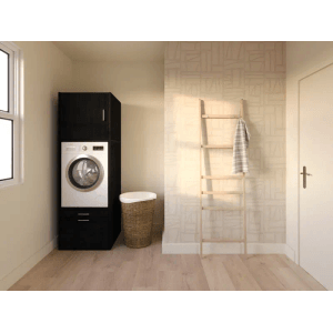 Waschturm Aufsatzschrank 61cm hoch Schwarz Eiche-Optik für WSCS1462-S