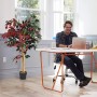 Costway Kunstpflanze Ficus 120cm mit grünen & roten Blättern im schwarzen Topf. Für Büro & Zuhause.