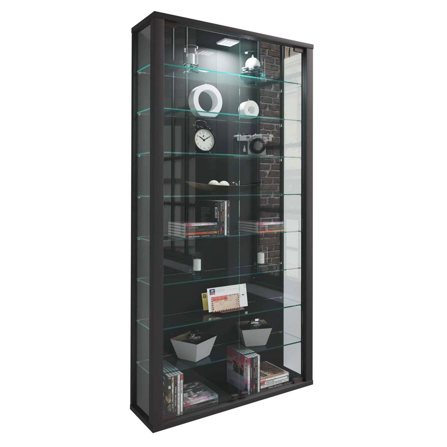ebuy24 LumoMaxi Vitrinenschrank 2 Glastüren Schwarz günstig online kaufen