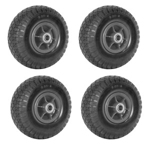 4er Set TRUTZHOLM Sackkarrenräder, PU, 260x85mm, grau, pannensicher für Baumaschinen.