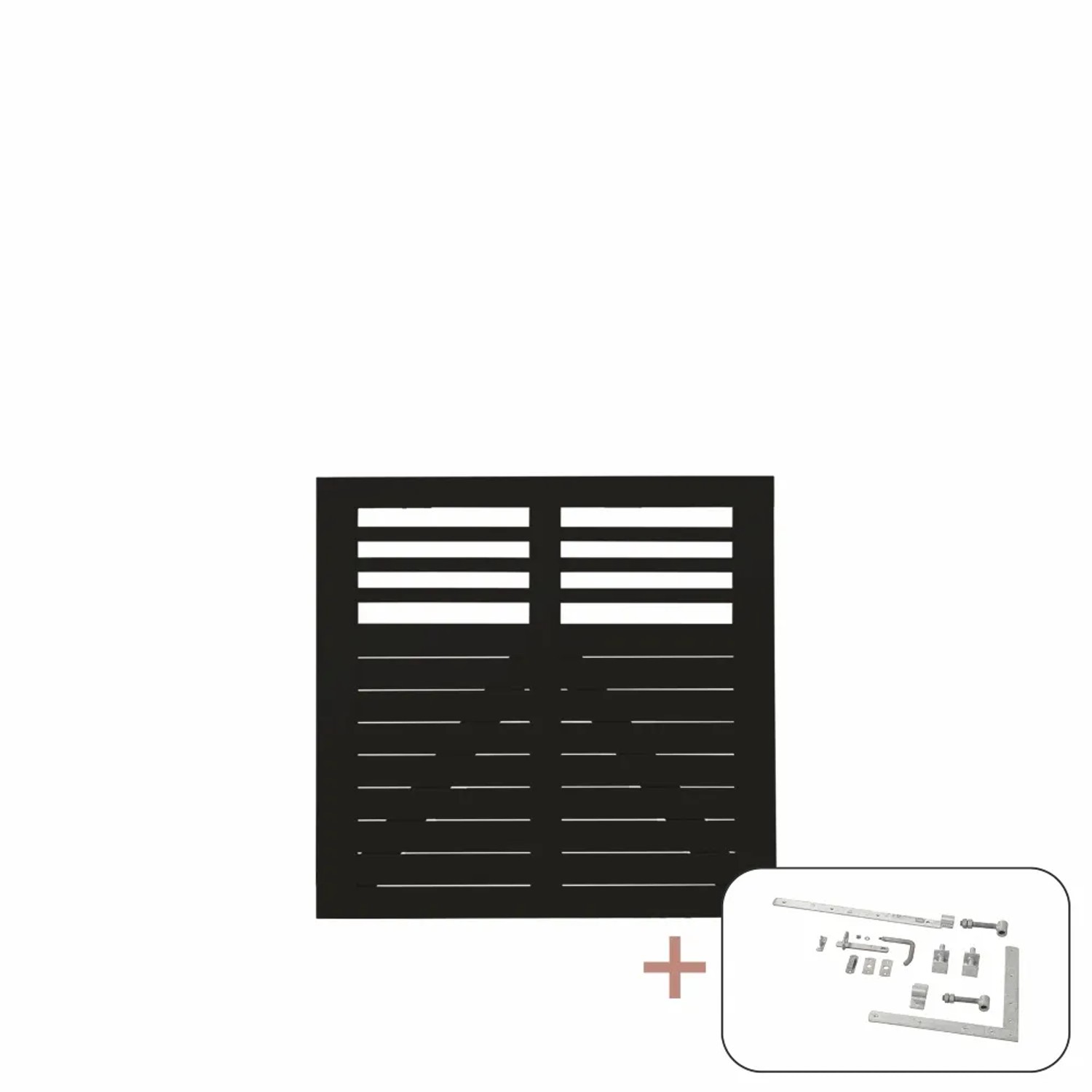 Schwarzes Decora Gartentor aus Nadelholz, 100x95 cm, mit Beschlägen für die Selbstmontage.