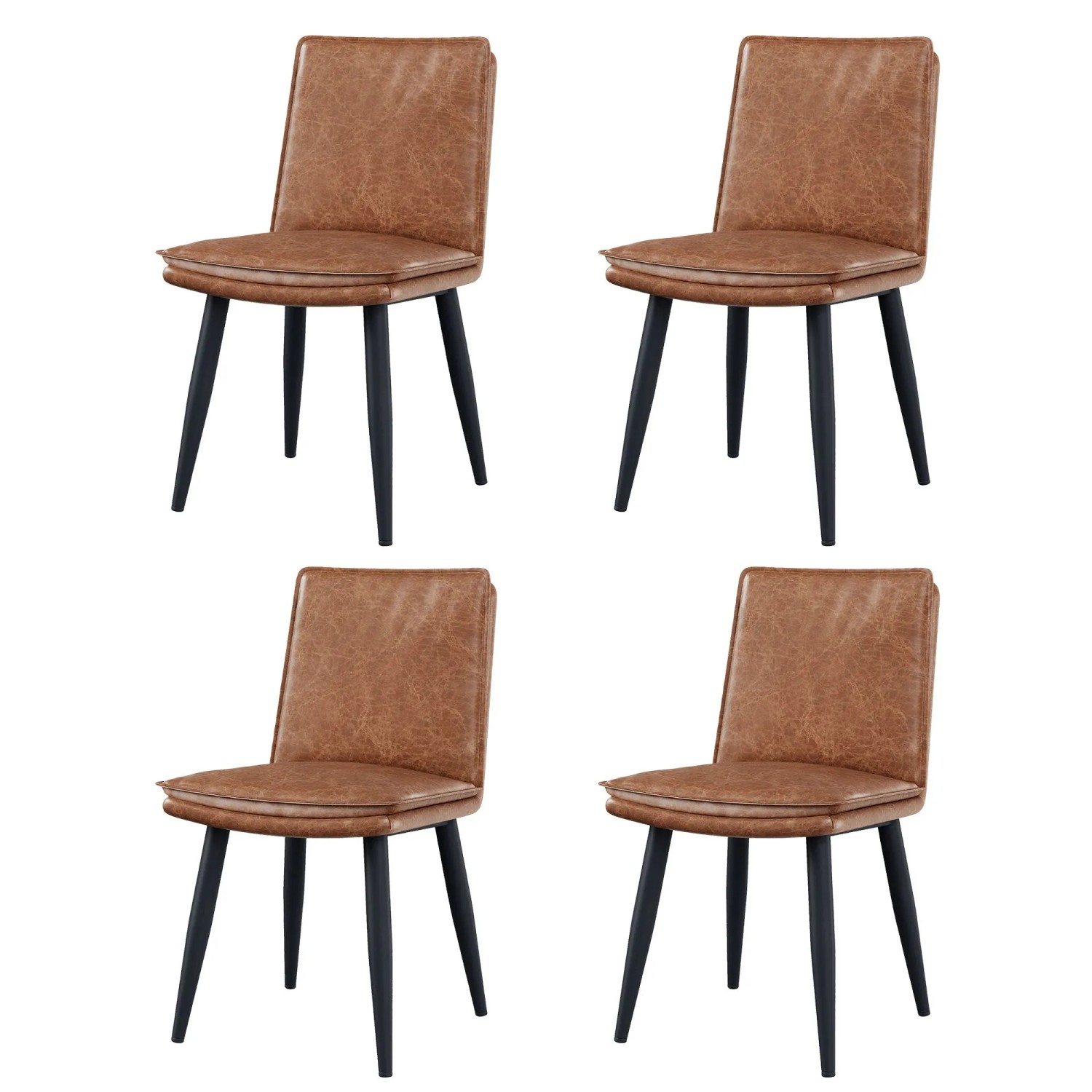 Merax Esszimmerstuhl Set 4 Stück PU Braun Doppelpolster