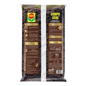 Sack Compo Sana Qualitäts-Blumenerde Torffrei, 10 l. Universalerde für Zimmer-, Balkon- und Gartenpflanzen.