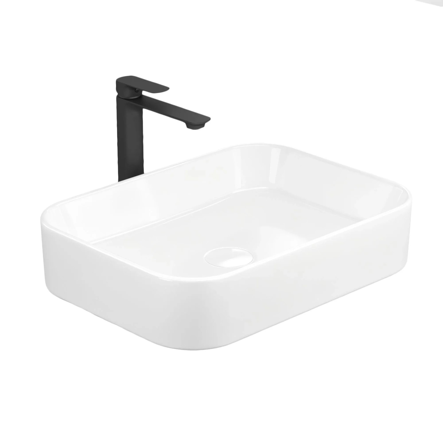 Emke Aufsatzwaschbecken 50,5x37x11cm Keramik Weiß Großes Waschbecken