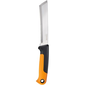 Fiskars Erntemesser X-Serie K82, Gartenhandgerät mit orange-schwarzem Griff und silberner Klinge.