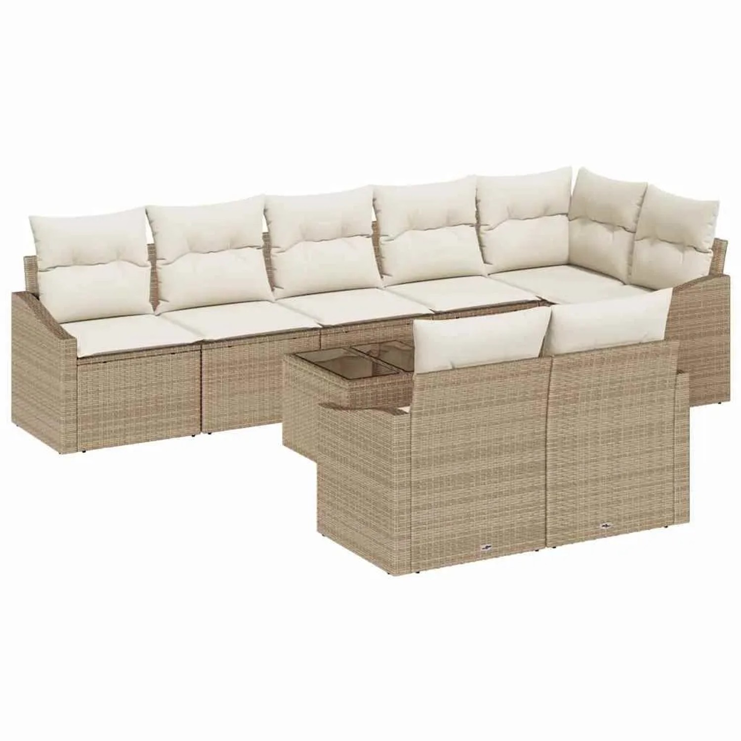 vidaXL Gartensofa-set mit Kissen 9-Tlg Beige und Creme Poly-Rattan 3355450 günstig online kaufen