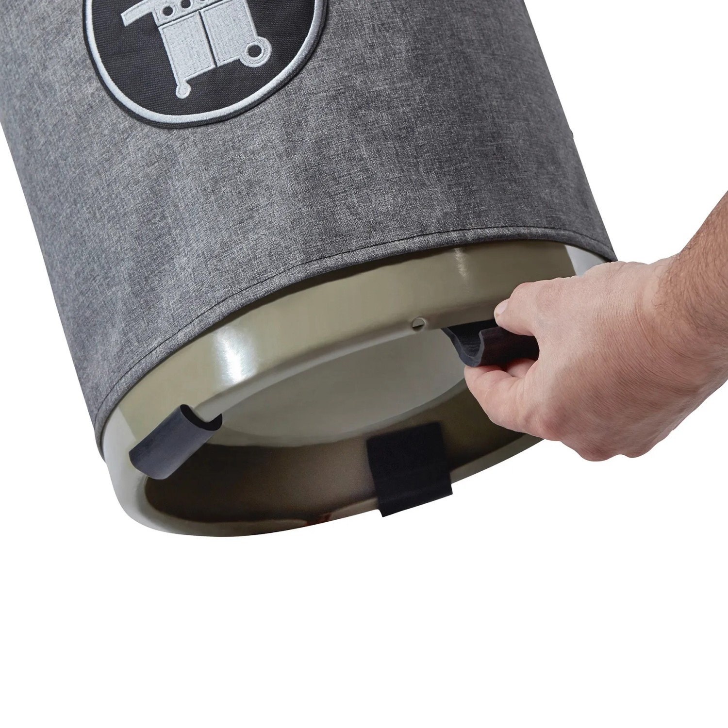 Enders Gasflaschenhülle Style Red 5 kg mit Hand am Silikonfuß. Grillutensil für Gasflaschen.