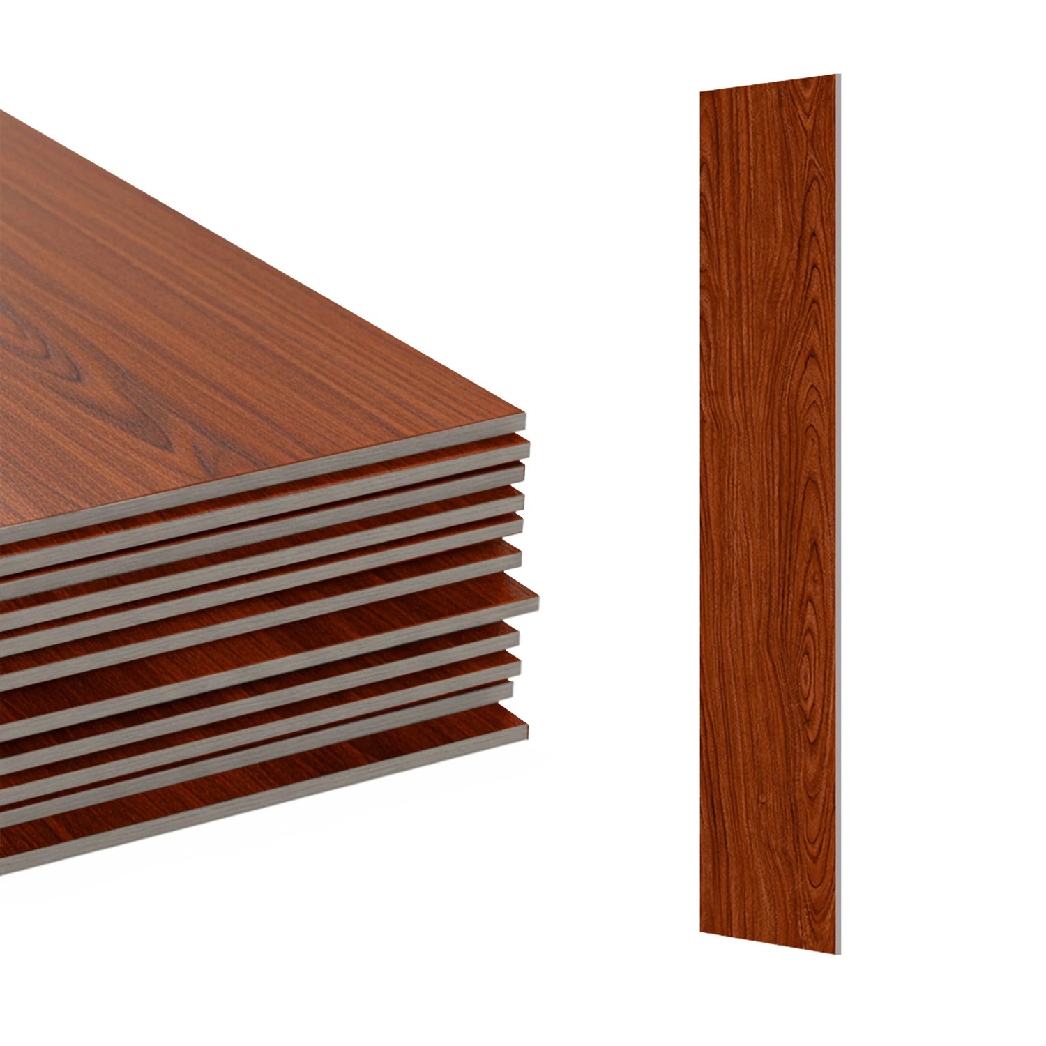 Relaxdays PVC-Bodenbelag PVC Rotbraun Holzoptik Selbstklebend Wasserfest Rutschhemmend Schalldämmend 5 m² 36 Stk. 91 cm x 15 cm x 1,8 mm