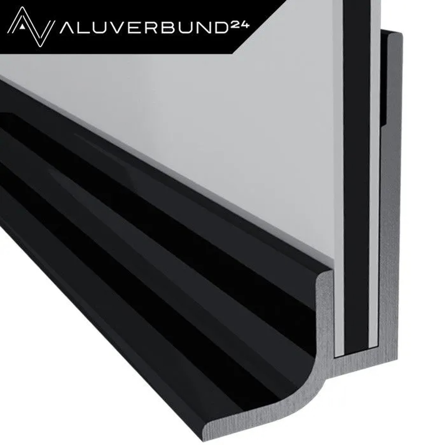 Schwarzes Aluverbund24 Sockelprofil (100cm) für 3mm Alu Verbundplatten.