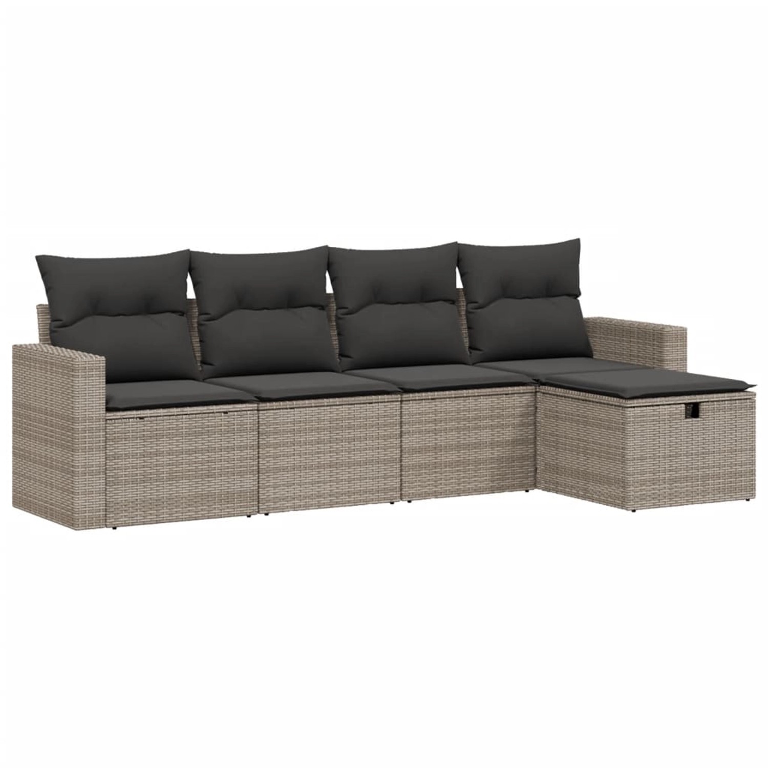 vidaXL 5-Tlg Garten-Sofagarnitur mit Kissen Grau Poly Rattan 3263466 günstig online kaufen