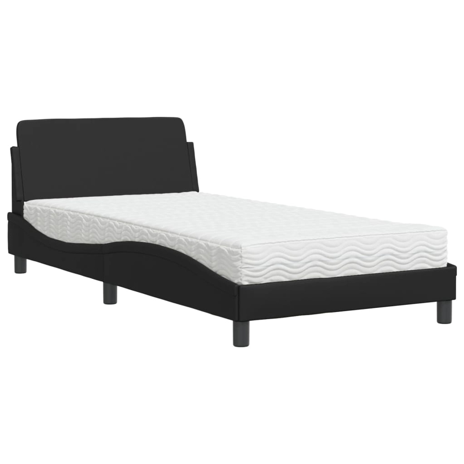 vidaXL Bett mit Matratze Schwarz 100x200 cm Kunstleder2009986 günstig online kaufen