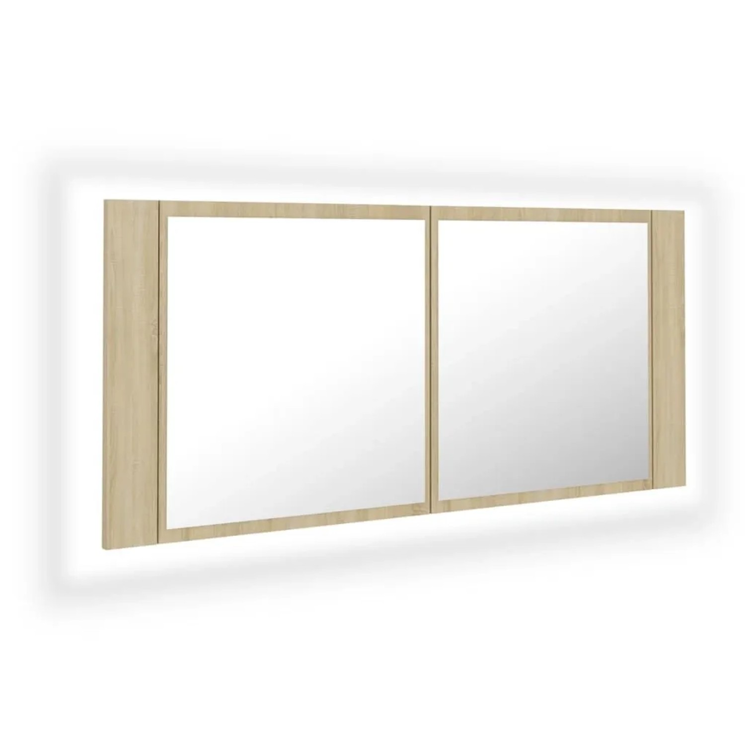 vidaXL LED-Bad-Spiegelschrank Sonoma-Eiche 100x12x45 cm Acryl 804983
