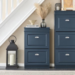 SoBuy Schuhschrank mit 2 Klappen Schuhregal Schuhkommode Schmal 55x83x24cm Blau FSR78-B