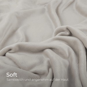 Nahaufnahme: Beige Bestlivings Spannbettlaken Cashmere Touch (160x200 cm), weiche Textur.
