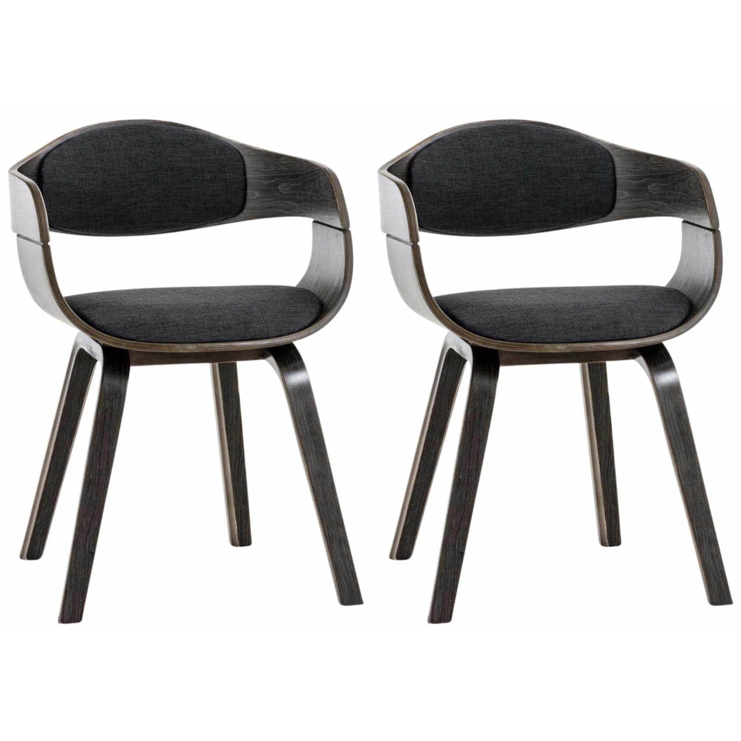 CLP 2er Set Stühle Kingston Stoff Grau/Dunkelgrau