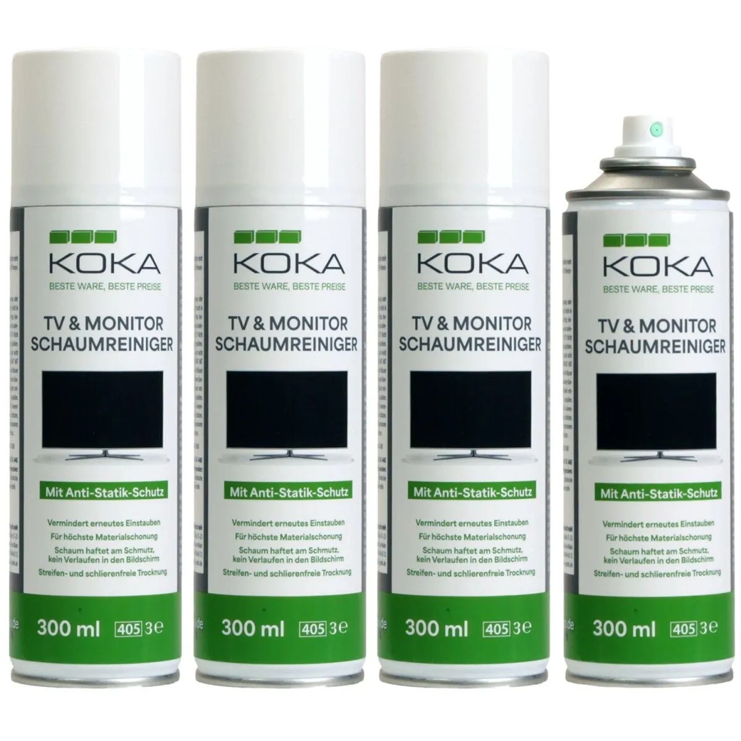 KOKA 4x TV & Monitor Schaumreiniger je 300ml