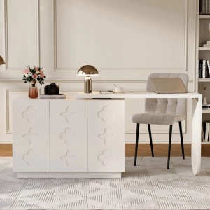 okwish Schreibtisch Eck Computertisch Drehbar Für Büro Wohnzimmer 110x40x75cm Weiß