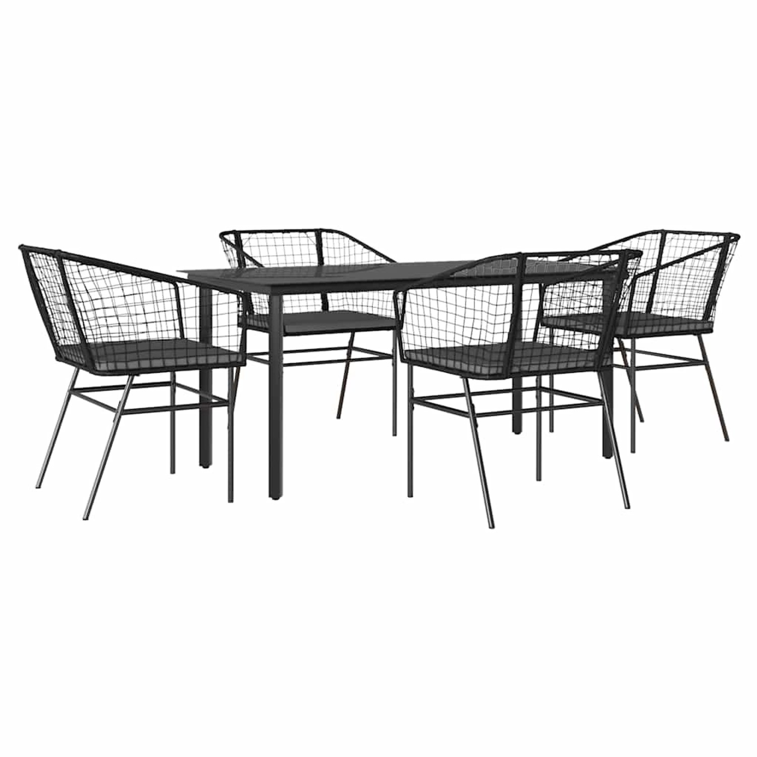 vidaXL 5-Tlg Garten-Essgruppe mit Kissen Schwarz Poly Rattan Glas 3334600 günstig online kaufen