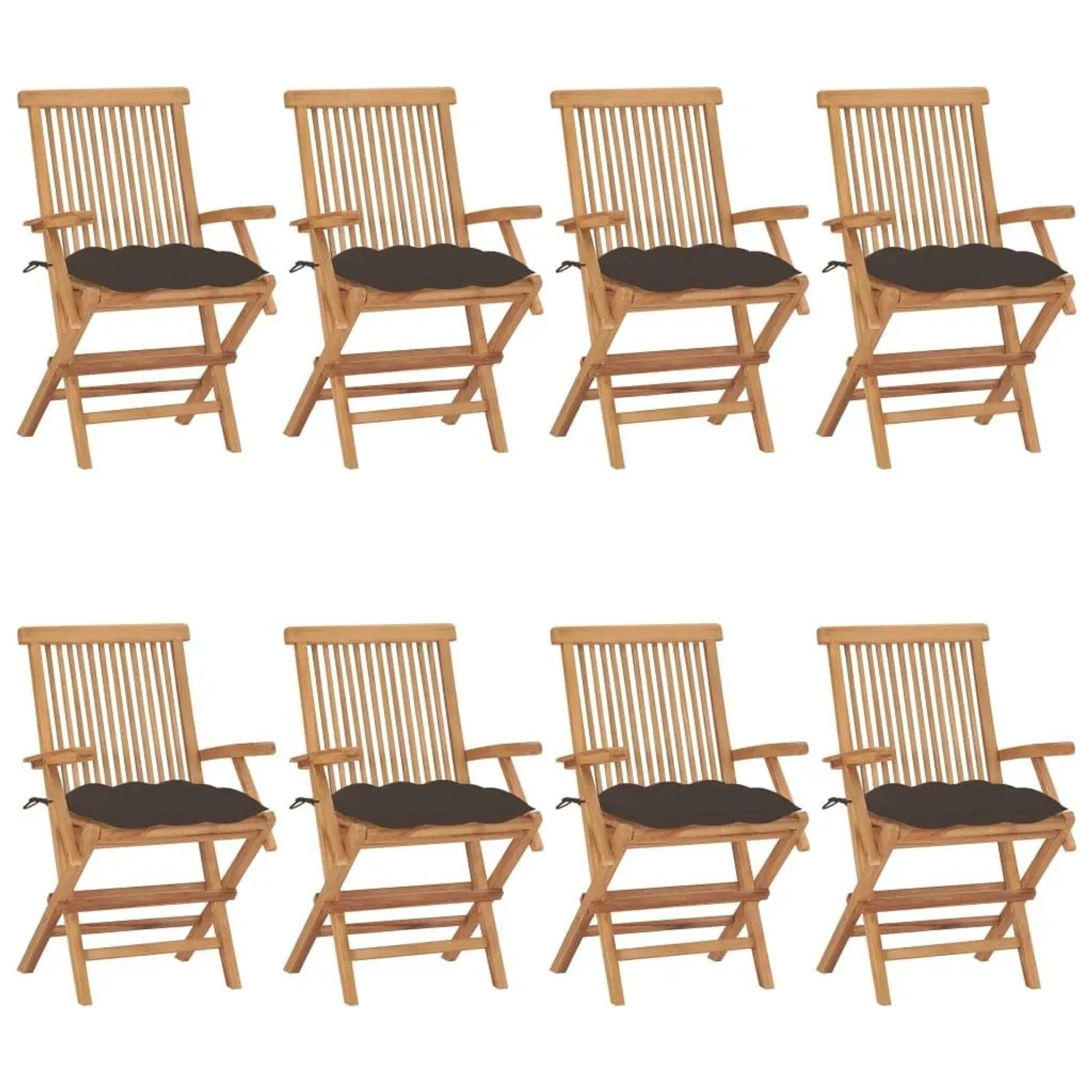 vidaXL Gartenstühle mit Taupe Kissen 8 Stk Massivholz Teak 3072912 günstig online kaufen