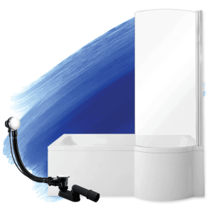 Bad Land Badewanne Rechteck INSPIRO 170x70 Rechts Mit Glasabtrennung  Ablauf Füße