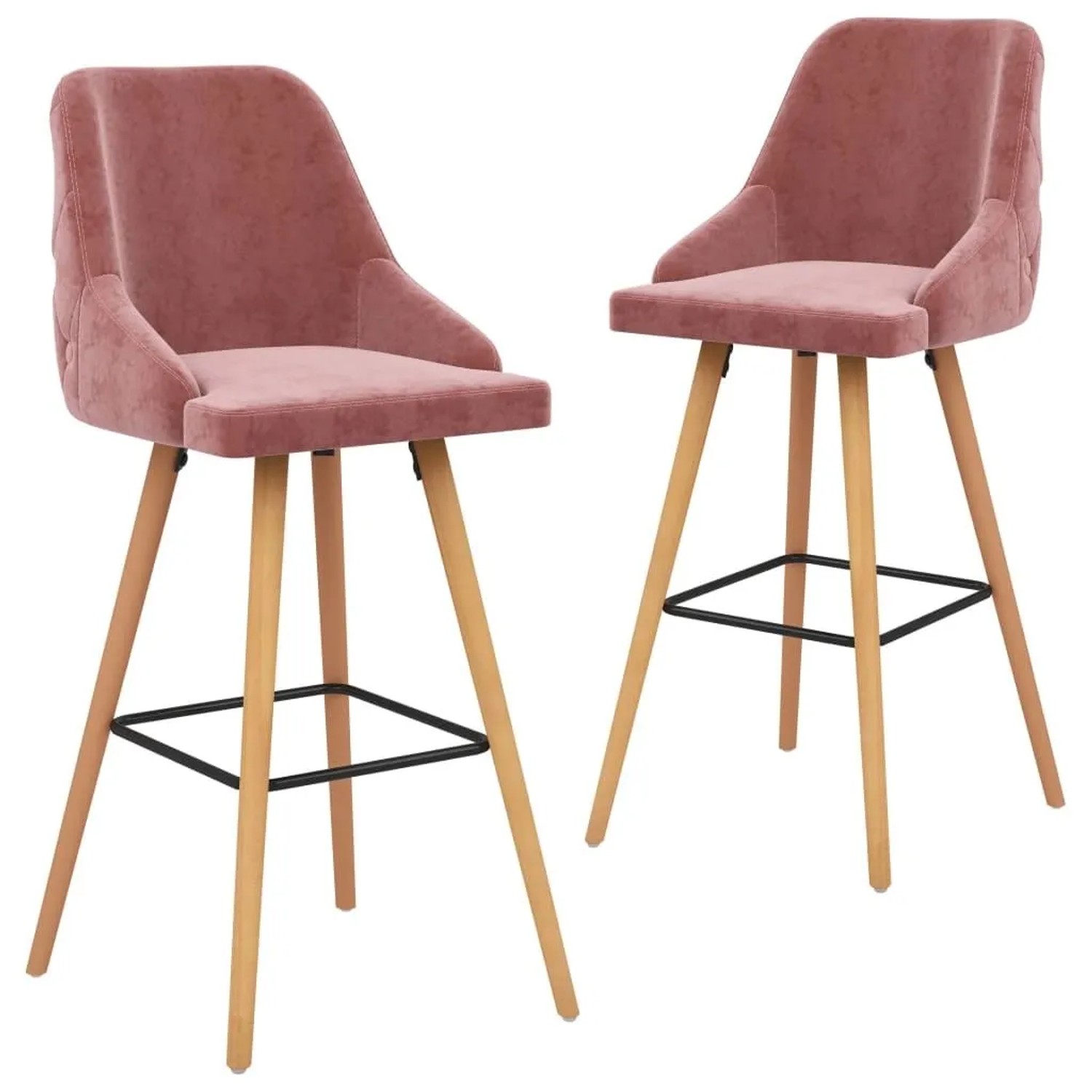 vidaXL Barhocker 2 Stk Rosa Samt 289467
