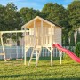 Palmako Toby Set: Spielhaus mit Schaukel und Rutsche aus unbehandeltem Holz für Kinder.