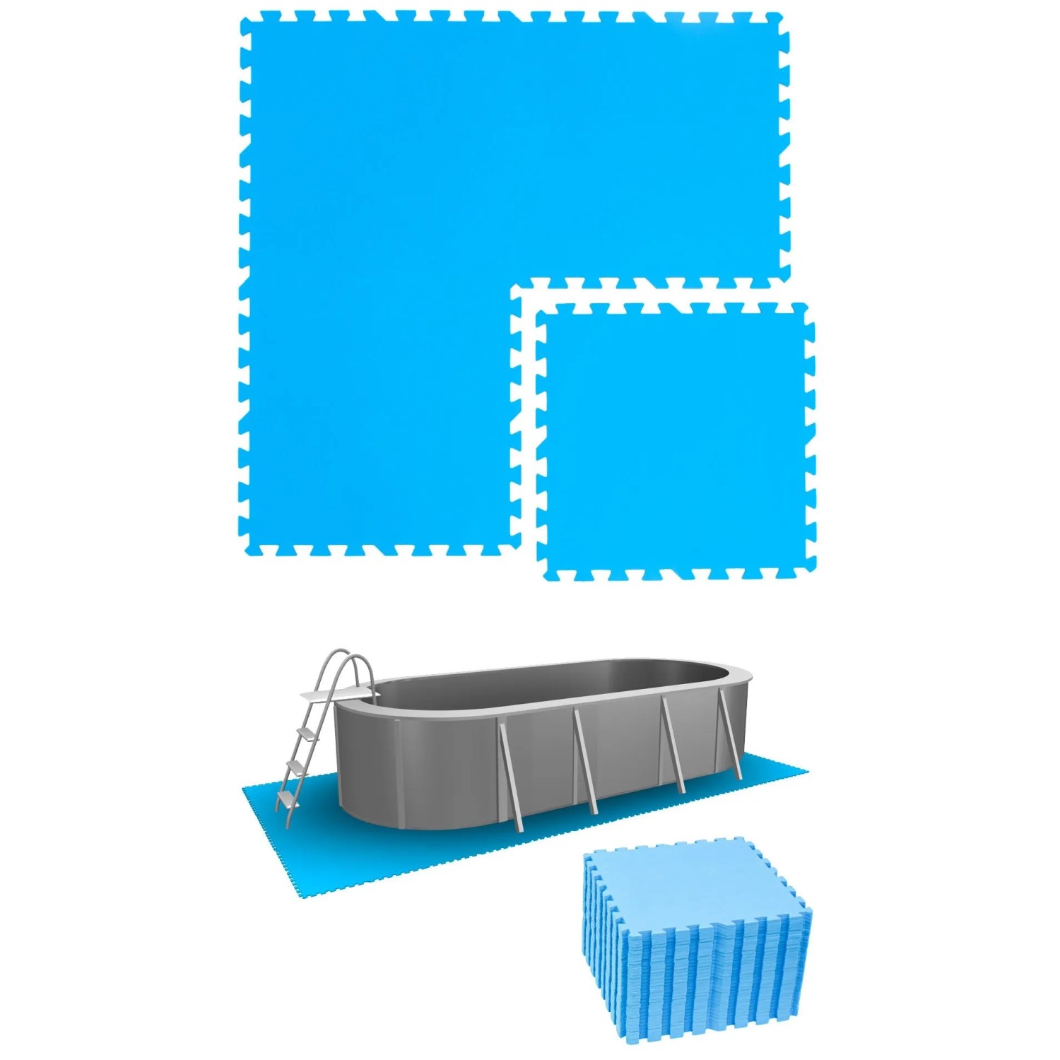 eyepower Poolunterlage 50 x 50 cm 32er Set Blau