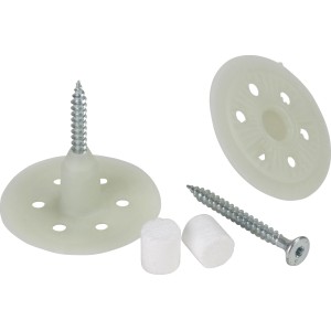 Schraubbefestiger ejotherm STR-H 140 mm für Vollwärmeschutz-Systeme, bestehend aus Schraube, Tellerelement und Stopfen.