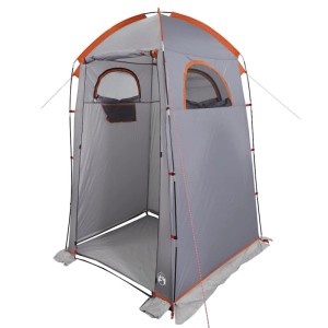 vidaXL Duschzelt in Grau-Orange für Camping. Wasserdichtes Umkleidezelt mit Reißverschluss-Eingang und Fenstern.