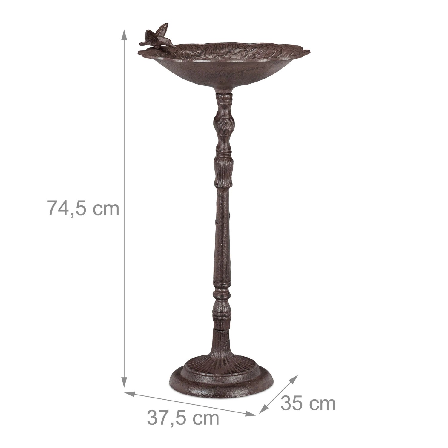 Relaxdays Vogeltränke Gusseisen Braun Wetterfest Frostsicher 74,5 cm x 37,5 cm x 35 cm 9 kg_4