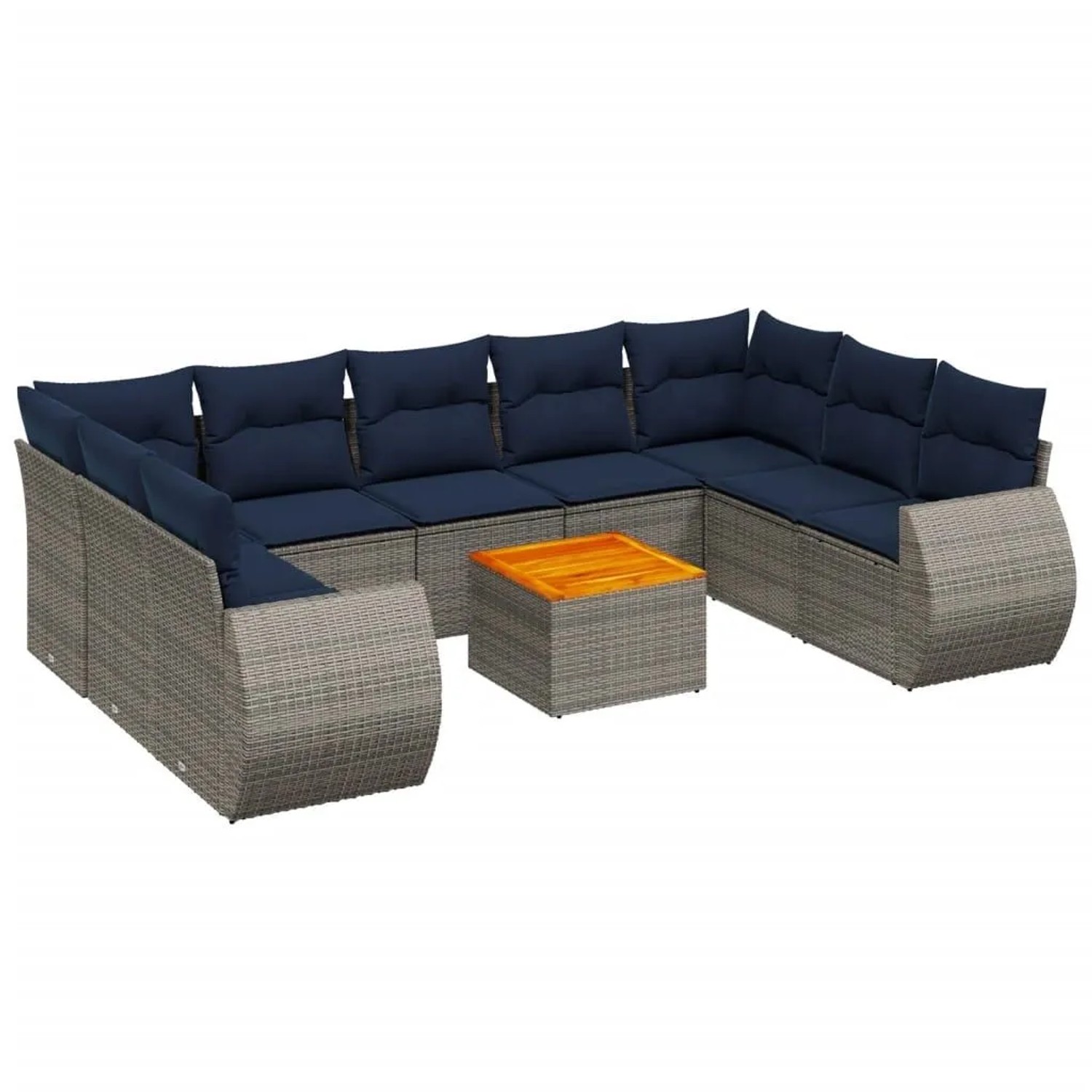 vidaXL 10-Tlg Gartensofa-Set mit Kissen Grau Polyrattan 3225151 günstig online kaufen